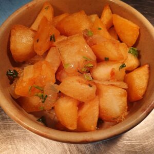 Saute Bravas potatoes served with aioli